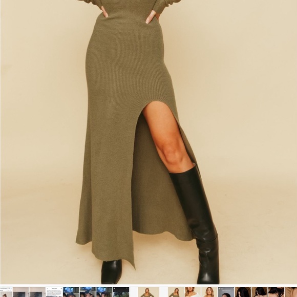 Green sweater dress with slit - Picture 8 of 12